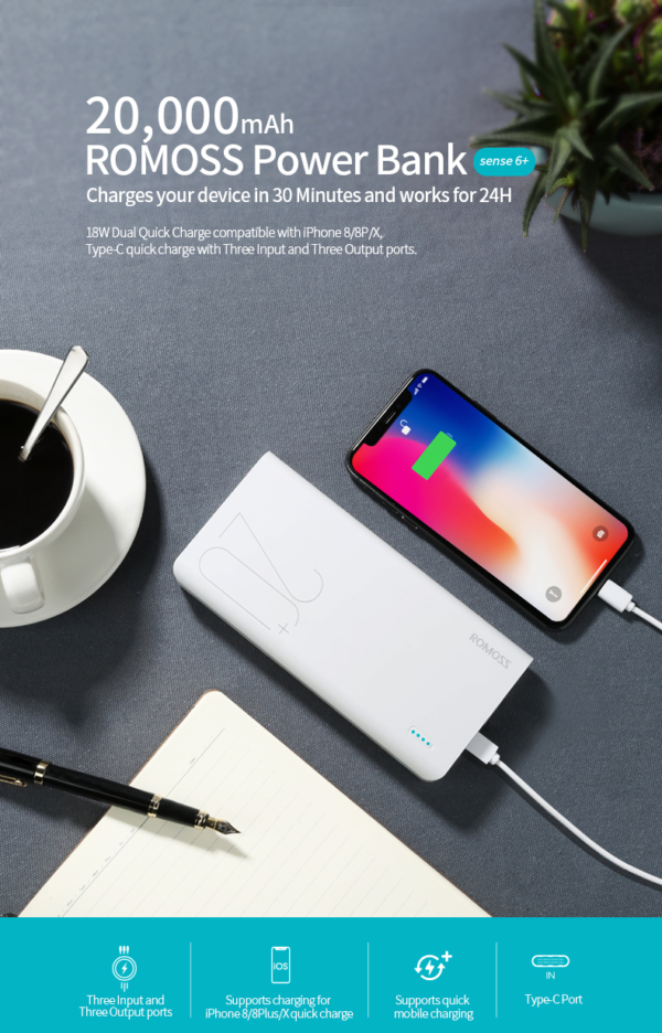 Romoss Sense 6+ 20000mAh Powerbank - Image 2